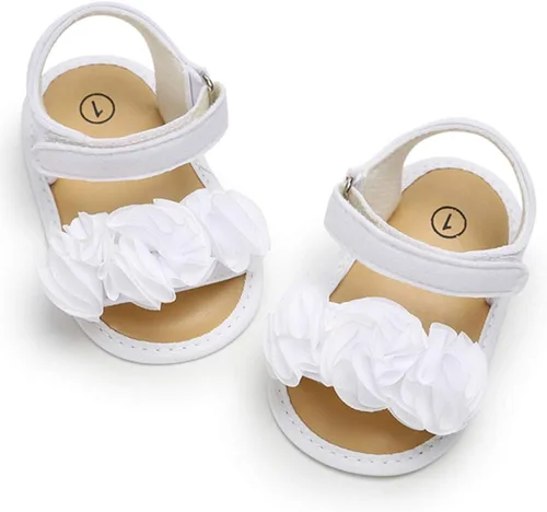 Miniatura 3 de Timatego Sandalias de verano para bebés y niñas con suela suave de flores, zapatos de vestir para cuna, recién nacidos, para recién nacidos