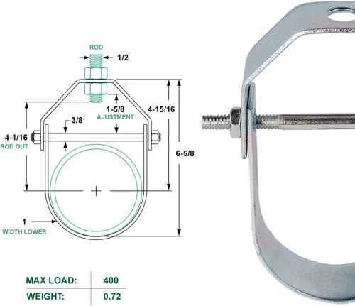 Miniatura 7 de Highcraft IDM-HF03 Colgador de horquilla de acero electrogalvanizado ligero, 3 pulgadas, 3 pulgadas, cromado