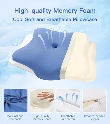Miniatura 3 de Almohada cervical para el cuello para aliviar el dolor, almohada ergonómica para dormir de lado para dormir, almohadas de espuma viscoelástica
