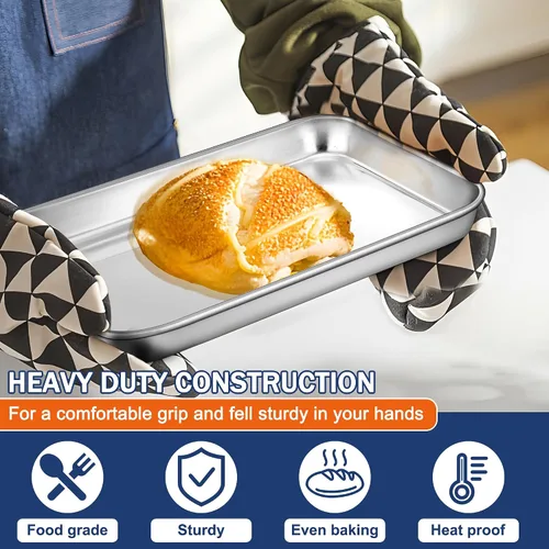 Miniatura 6 de P&P CHEF Bandeja para hornear galletas de 9 pulgadas, bandeja de acero inoxidable para cocina, utensilios para horno para múltiples usos, aspecto