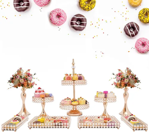Miniatura 9 de Soporte para tartas, juego de exhibición de mesa de postres, paquete de 9 soportes de cristal para cupcakes con múltiples estilos de combinación