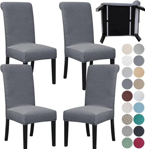 Miniatura 8 de SPRINGRICO Paquete de 2 fundas para sillas de comedor con cinturón de seguridad, fundas elásticas para sillas Parsons lavables, fundas protectoras