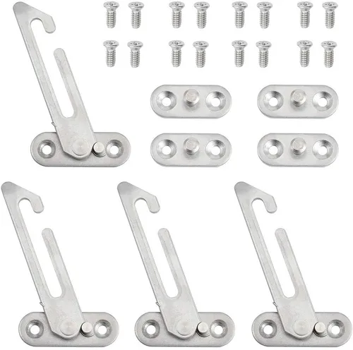 Miniatura 4 de Restrictor de ventana UPVC para bebés y niños, bloqueo de seguridad de acero inoxidable, 1 pieza de lado izquierdo + lado derecho