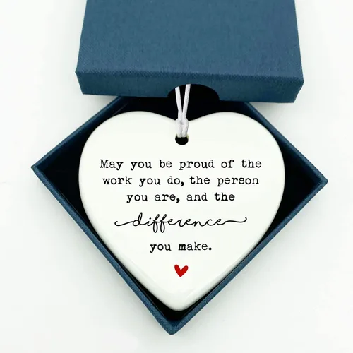 Miniatura 3 de May You Be Proud of the Work You Do - Recuerdo de corazón de cerámica – Regalo de agradecimiento para empleados para colegas, adorno motivacional