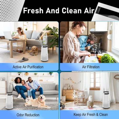 Miniatura 5 de DH Lifelabs Purificador de aire para el hogar, purificador de aire ionizador para alergias, filtro purificador de aire HEPA elimina el olor