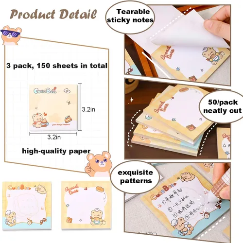 Miniatura 3 de Juego de 406 piezas de artículos de papelería de oso lindo, suministros de oficina Kawaii, incluye un divertido estuche para lápices, bolígrafos