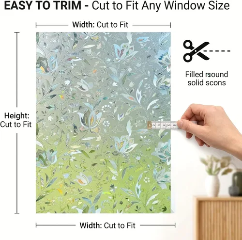Miniatura 9 de Película decorativa para ventana Tulip, película de privacidad esmerilada sin pegamento, película para puerta de vidrio emplomado, adherencia