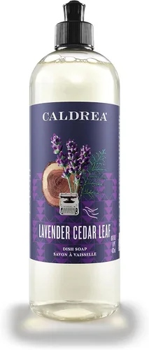 Caldrea Jabón para platos, líquido biodegradable para lavar platos hecho con corteza de jabón y aloe vera, aroma de hoja de cedro de lavanda, 16