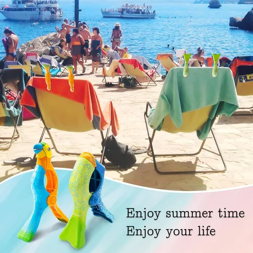 Miniatura 5 de Juego de 2 clips para toallas de playa, pinzas para toallas de cerveza para sillas de playa, divertidas pinzas de ropa resistentes al viento