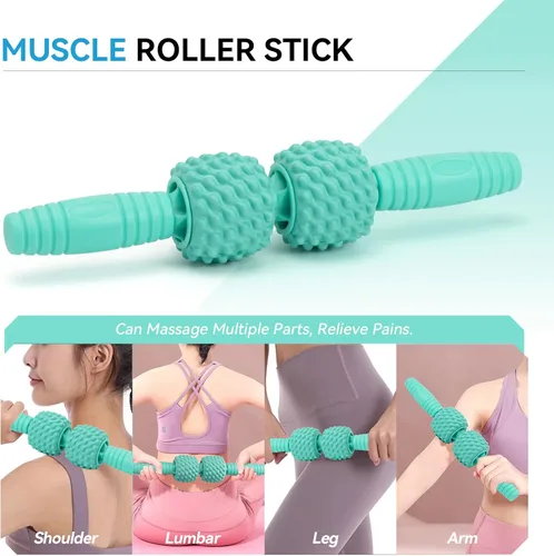 Miniatura 4 de Juego de rodillos de espuma 5 en 1, rodillo de espuma de ejercicio de alta densidad para masaje muscular de tejido profundo, rodillo de masaje, bola