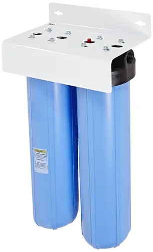 Pentair Pentek BBFS-22 Sistema de Filtración Big Blue de Dos Carcasas, Carcasa de Filtro de Agua de Alta Capacidad NPT #20 de 1 pulgada, Sostiene