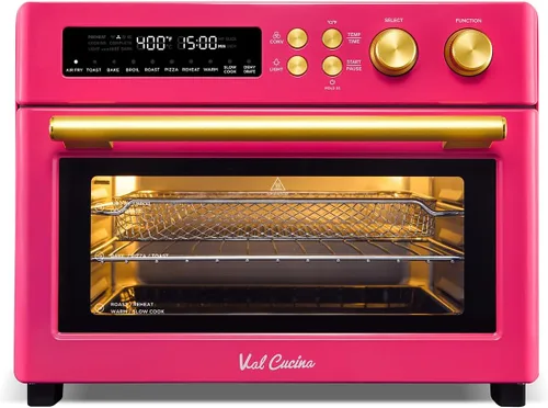 Miniatura 13 de VAL CUCINA - Horno tostador retro con calefacción infrarroja, horno de convección extragrande de encimera 10 en 1, 6 rebanadas de tostada, pizza