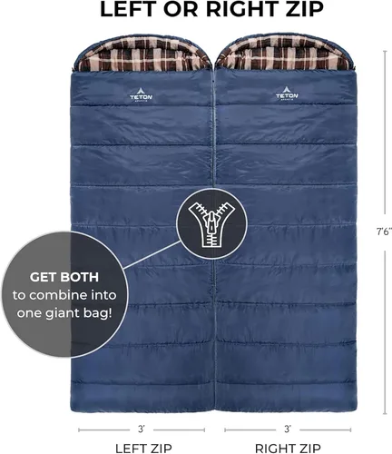 Miniatura 2 de TETON Celsius XL, -25, 20, 0 Degree - Saco de dormir duradero y cálido para adultos y niños. Camping hecho fácil y cálido. Saco de compresión Azul