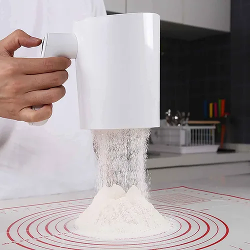 Miniatura 3 de Tamiz eléctrico de harina para hornear, tamiz de 4 tazas con malla fina de acero inoxidable, mango de mano para apretar, fácil de limpiar, tamiz