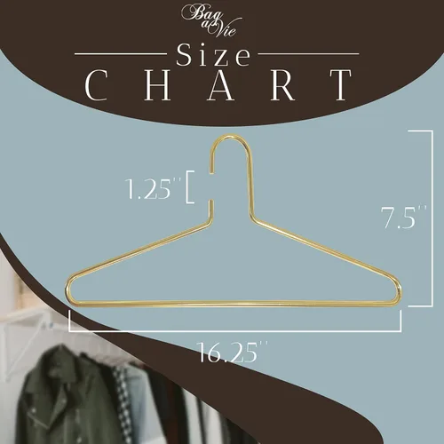 Miniatura 3 de Bag-a-Vie Perchas de metal dorado prémium para ropa, paquete de 3, perchas de metal dorado para traje y abrigo para armario, ahorro de espacio