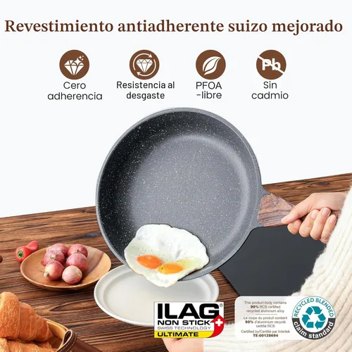Miniatura 3 de SENSARTE Sartén Antiadherente para Freír, Sartén para Tortilla con Revestimiento de Granito Suizo, Sartén de Chef de Piedra Saludable para Cocina