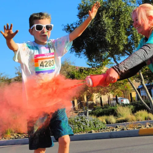 Miniatura 7 de Color Blaze Color Run Powder – 5 libras de cada color – Rosa, azul, verde, amarillo – Polvo de color no tóxico, lavable – Paquete de 4 bolsas – 20