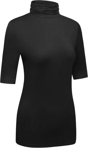 Miniatura 3 de OThread & Co. Camiseta de cuello alto de media manga para mujer, capa elástica básica, cómoda, cuello alto