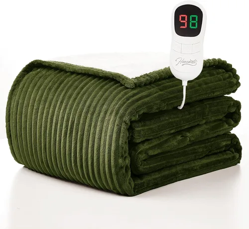 Miniatura 16 de Homemate Manta térmica eléctrica de 50 x 60 pulgadas, manta térmica de 1/2/4/6/8 horas de apagado automático, 10 niveles de calor, protección contra
