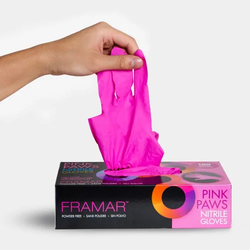 Miniatura 8 de FRAMAR Guantes desechables sin látex rosados, guantes de nitrilo rosa, talla M, guantes sin látex, talla M, guantes de nitrilo, para teñir