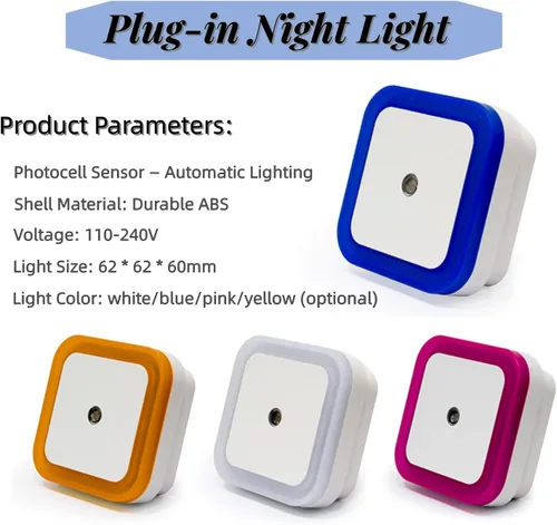 Miniatura 5 de Othmro ABS L65 × W65 × H68 Luz nocturna enchufable luz cálida LED Navidad bombilla luces de cama con sensor automático de atardecer a amanecer