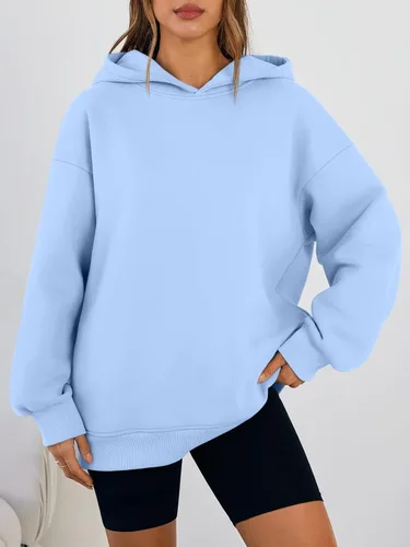 Miniatura 2 de Trendy Queen Sudaderas con capucha de gran tamaño para mujer, cómodas sudaderas de otoño a la moda 2025, trajes casuales de forro polar con bolsillos