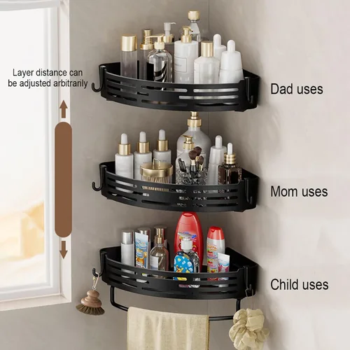 Miniatura 6 de Paquete de 3, 11.42 x 8.27 x 2.09 pulgadas, organizador de cocina triangular para ducha, organizador de baño, organizador de baño, impermeable