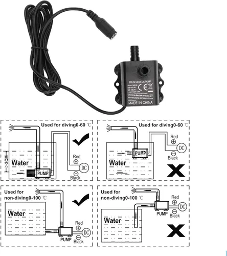 Miniatura 3 de DC12V 10W Bombas de agua sumergibles, bomba de fuente de agua sumergible de 0-400L/H, bombas de fuente de agua sin escobillas micro para fuente