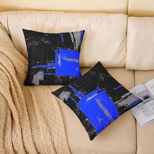 Miniatura 2 de Juego de 2 fundas de almohada abstractas de 16 x 16 pulgadas para niños, niñas, adolescentes, decoración de dormitorio, moderna a rayas, decoración