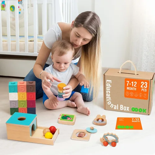 Miniatura 3 de TOOKYLAND Juguetes Montessori para bebés de 6 a 12 meses, juego educativo de aprendizaje 7 en 1, juguetes de madera