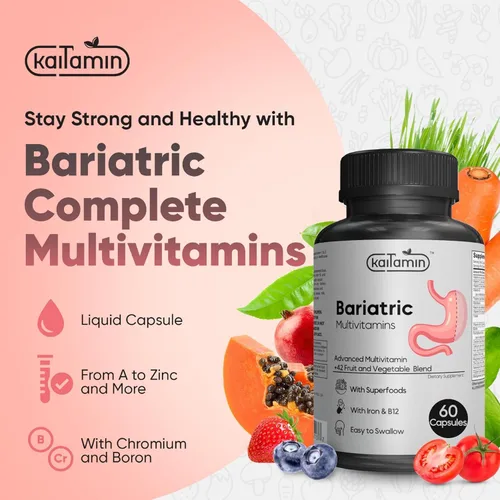 Miniatura 5 de Multivitamínico bariátrico con hierro – Post cirugía bariátrica – Bypass gástrico y soporte de manga gástrica – para mujeres y hombres – fácil
