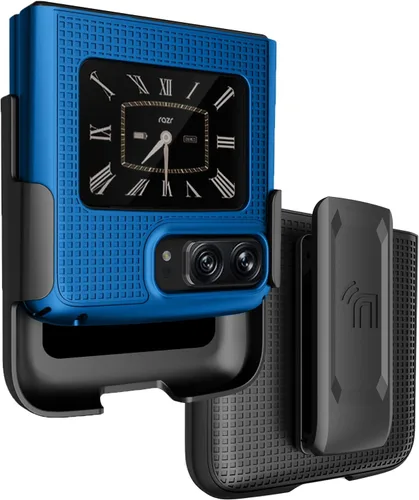 Miniatura 15 de Funda con clip para Motorola RAZR 2022 Flip Phone, Nakedcellphone [textura de cuadrícula] cubierta rígida delgada y [rotación/trinquete] funda