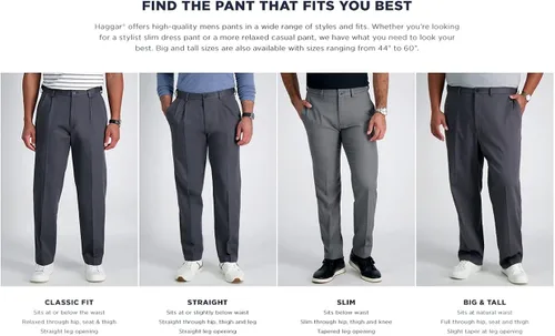 Miniatura 6 de Haggar Cool 18 Pro - Pantalones de corte clásico para hombre con parte delantera plana en tallas regulares y para hombres grandes y altos