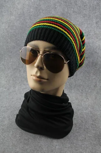 Miniatura 3 de ganesha Gorro de invierno unisex de Jamaica Reggae Rainbow Stripes, Arco iris