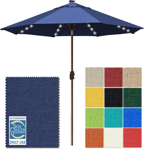 Miniatura 60 de EliteShade - Sombrilla solar de 9 pies / 2.74 metros, con 80 luces LED para patio, mesa al aire libre, con ventilación y cubierta que no se decolora