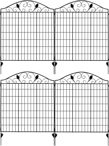 Panel decorativo Mtb, 2 paneles, para valla de jardín, de acero, revestimiento negro, 44 x 36 pulgadas, 4 unidades con longitud lineal de 12 pies,