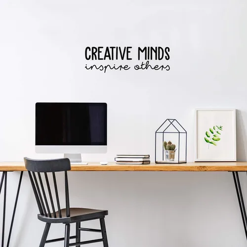 Miniatura 2 de Calcomanía de vinilo para pared, Creative Minds Inspire Others, 10 x 32 pulgadas, moderna calcomanía inspiradora con cita para el hogar, dormitorio