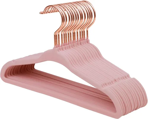 Miniatura 18 de ManGotree Perchas de terciopelo para bebés, perchas para niños y niños, para ahorrar espacio, antideslizantes, paquete de 15 unidades (beige)