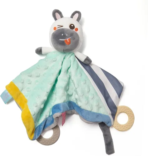 Miniatura 7 de TUMAMA - Manta de seguridad para bebé, manta de terciopelo suave con lunares de peluche y anillos de dentición, artículos esenciales para recién