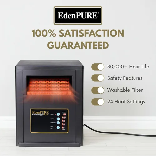 Miniatura 4 de EdenPURE Classic CopperPLUS Calentador de Infrarrojos — Calentador de Zona de 1500 W Ahorro de Energía para Habitaciones Grandes hasta 1000 pies