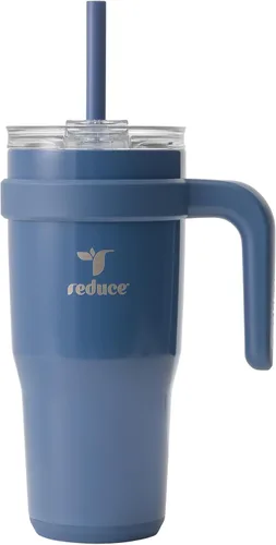 Miniatura 26 de Reduce Vaso de acero inoxidable de 50 onzas con asa, doble pared aislada al vacío, taza de viaje, tapa a prueba de sudor y popote reutilizable