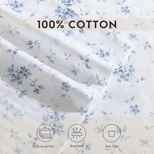 Miniatura 8 de Laura Ashley - Juego de sábanas tamaño individual, sábanas suaves como la mantequilla con un tacto ligero de satén de algodón suave y sedoso - Funda