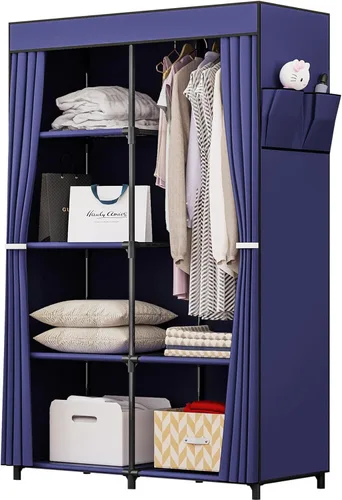 SORCEDAS Portable Closet Wardrobe Organizer Storage with Cover Non-Woben Fabric Portable Wardrobe Closet for Hanging Clothes Racks Shelving 33 Inch