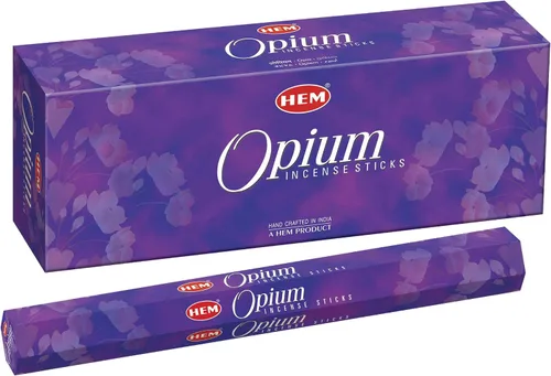 Hem Varillas de incienso de opio (120 varillas, 6 cajas en el interior), 9 pulgadas de largo, 0.71 onzas por caja, perfectas para meditación,