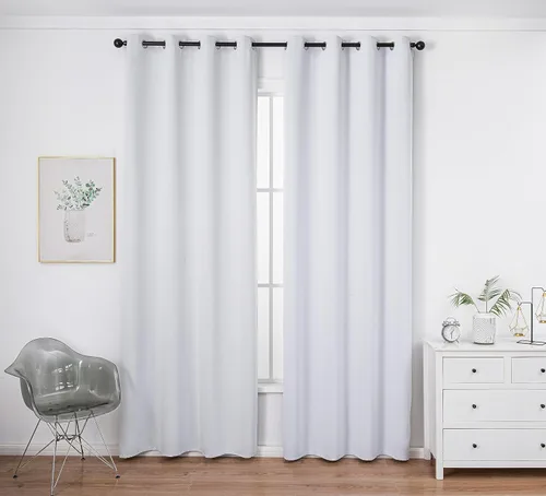 Miniatura 61 de PI Cortinas opacas para dormitorio, tratamiento de ventana con aislamiento térmico de anillo superior, cortinas oscurecedoras de habitación