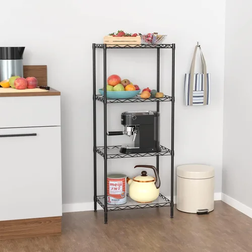 Miniatura 2 de BestOffice Estantería de almacenamiento ajustable de 4 estantes, estante de alambre de metal, capacidad de 600 libras con 4 hojas de polipropileno