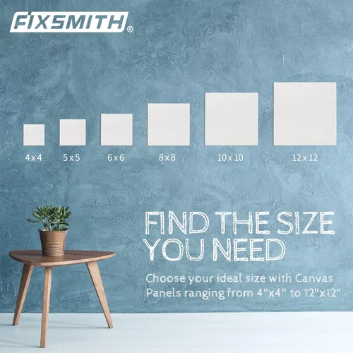 Miniatura 7 de FIXSMITH - Bastidores de lienzo para pintar 4x4 pulgadas, paquete súper económico de 24 mini lienzos, paneles de lienzo en blanco, 100% algodón