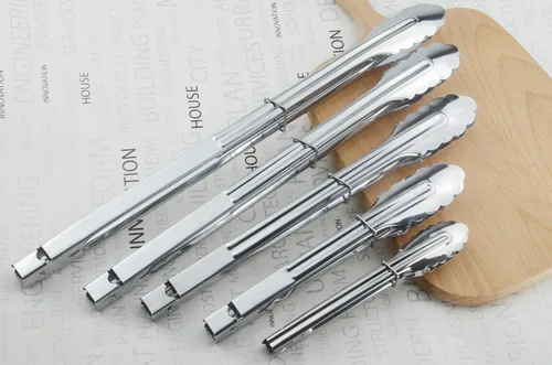Miniatura 5 de HINMAY Juego de pinzas de cocina de acero inoxidable, pinzas de cocina de metal (7, 9, 12 pulgadas, 3 piezas)
