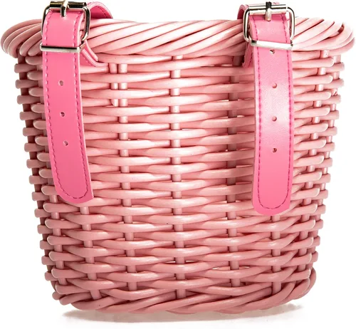 Miniatura 3 de MEGHNA Mini cesta tejida para bicicleta para manillar de bicicleta para niña y niño para scooter, varios colores Rosa