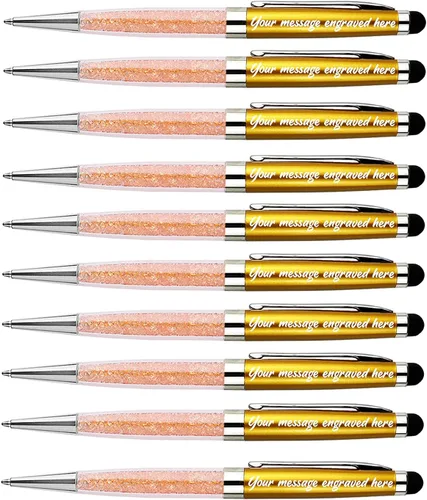 Miniatura 11 de Ancolo Bolígrafos grabados de lujo con punta de lápiz capacitivo, repuestos de tinta negra de cristal, bolígrafos de calidad, personalizados